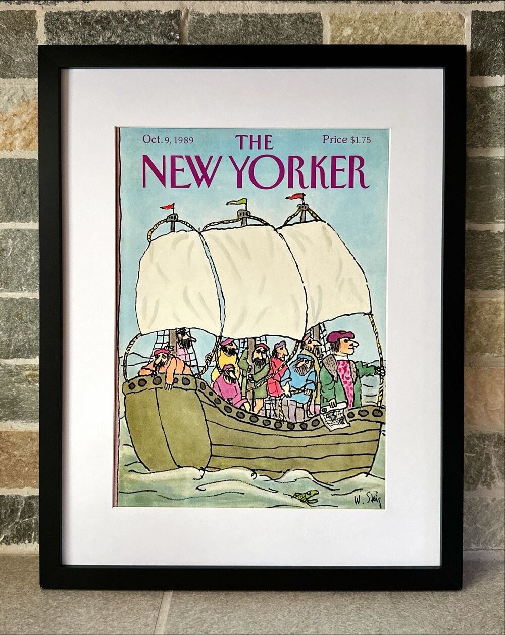 Framed 1989 The New Yorker October 9 Cover William Steig Sailing Ship